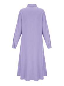 Fashion Women Solid Color Long Sleeve Single-Breasted Casual Elegant Shirt Dress - Purple - View 2