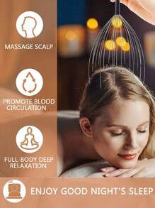 [20 指深度放松按摩器] 手持式头皮按摩器 - 深度放松 20 指头部按摩器，带头皮抓挠功能，金属材质，男女适用 - 各种节日、圣诞节礼物和礼品创意、头发、美发工具、护发、学校、返校、旅行、旅行必需品、家居必需品、水疗、按摩工具、按摩、按摩器、水疗 - 彩色 - 查看 4