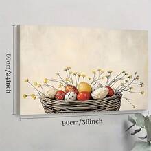 1pc Framed Canvas Poster, Easter Eggs Wall Art Canvas Paintings, Ideal Gift For Bedroom Living Room Corridor, Wall Art, Room Decoration - 彩色 - 查看 9
