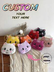 A Custom Crossbody Bag With A Personalized Name Or Holiday Message. 1 Piece Children'S Mini Cute Cartoon Fashion Shoulder Korean New Male And Female Baby Kitten Round Suitable For Girls Daily Use Primary School Students Junior High Shopping Outdoor Sports. Good Friends, Christmas Gifts. Birthday Gifts, Valentine'S Day Gift Girl. Customize Your Own Name, Letters, Lucky Numbers, Etc. - Multicolor - View 1