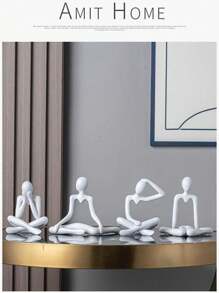 4 stuks creatieve abstracte menselijke standbeelden, moderne minimalistische contemplatieve sculptuur, woondecoratie voor woonkamer, bureau
