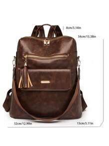 Mochila de viaje de gran capacidad para mujer con colgante con borla, antirrobo, de moda