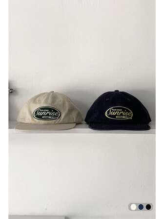 1 件软冠平檐帽，字母刺绣，复古百搭棒球帽，小脸遮阳帽，街头滑板帽，撞色嘻哈帽