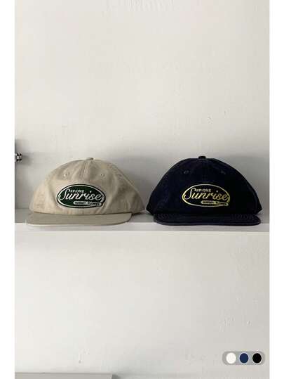 1pc Soft Crown Flat Bill Hat, Letter Embroidery, Vintage Versatile Baseball Cap, Small Face Visor, Streetwear Skateboard Hat, Color Blocking Hip Hop Cap