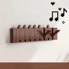 1pc Wooden Piano Keyboard Wall Shelf, Foldable Hook Coat Rack, Rustic Hanger For Bedroom, Entryway, Hallway, Storage, Wall Decor Aesthetic Room Decoration