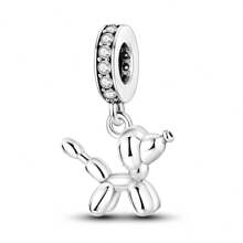 1pc Poodle Series Balloon Poodle Fantasy Unicorn Pendant Style Charm Suitable For 3mm Bracelet Necklace Silver Color Bead DIY Jewelry Making Beads Daily Gift For Women Girl