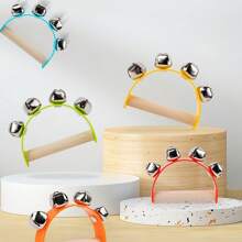 1 pièce Crécelle en bois en demi-cercle, à tenir dans la main. Instrument de musique pour enfants, jouet à agiter, outil éducatif. Cadeau pour Noël, Halloween, Thanksgiving