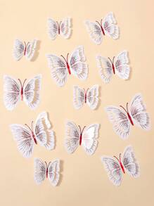 12 pièces Décorations de papillons pliables 3D et pailletés, pour restaurant, salon, chambre à coucher stickers personnalisés
