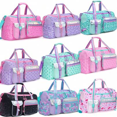 1pc Kids Duffle Bag Girls Travel Bag For Girls Sports Bag For Girls Overnight Bag Sleepover Bags For Girls Dance Bag For Girls Weekender Bag Gym Bag With Shoe Compartment
