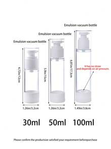 1pc Lotion Dispenser Travel Pump Bottle, Vacuum-Sealed Portable Small Containers, 30ml/50ml/100ml, Suitable For Travel & Business Trip