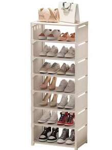 8 Tiers Narrow Shoe Rack Vertical Shelf Stable Organizer Space Saving Storage Cabinet Sturdy Easy DIY Non-Woven Fabric Metal Freestanding Shelves For Closet Entryway Hallway Bedroom