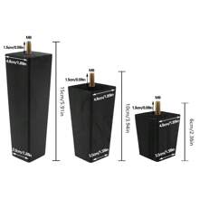 4 件/套黑色方形木制家具腿实木沙发腿家具脚替换腿适用于沙发柜床头柜椅子等 - 黑色 - 查看 3