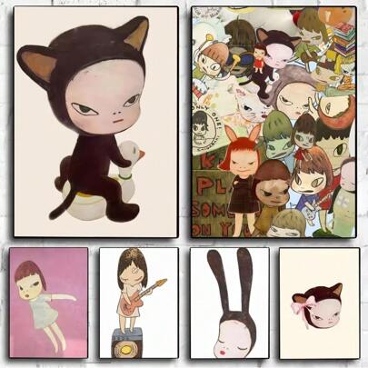 1pc /3PCS Wall Arts Posters Optional Frame Pop Y-Yoshitomo Nara Poster Frameless Poster Kraft Club Bar Paper Vintage Poster Wall Art Painting Bedroom Study
