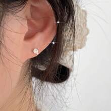 Mini Sparkling Rose Flower Rhinestone Earrings, Copper Alloy No Nickel Plating Jewelry, Hypoallergenic Small Studs, Sexy Minimalist Style, Comfortable Ear Post For Sleeping, Perfect For Daily Wear, No Need To Remove When Sleeping