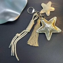 Colgante de estrella dorada personalizada con múltiples elementos para mujer, nuevos encantos colgantes para bolso, joyería colgante creativa, llavero con cadena. Verano