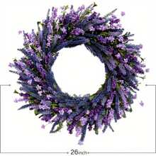 24 Inch Purple Lavender Flower Wreath - Contemporary Farmhouse Rustic Indoor/Outdoor Door Decor, No Electricity Needed, Durable Foliage For Front Door, Porch, Living Room, Bedroom, Rustic Farmhouse Decor
