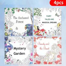 4 PIEZAS Libro para colorear de gran tamaño con diseños pintados a mano y que ayuda a reducir el estrés, con 24 páginas de patrones para colorear que incluyen ilustraciones de pájaros, plantas y jardín, indicado para mujeres, hombres, niñas y adolescentes - Fácil, divertido y alivia la ansiedad. Puede utilizarse como regalo de vuelta al colegio, regalo de cumpleaños, regalo de fiesta o regalo de relajación artística.