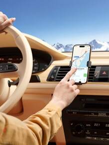 1pc Black Car Phone Holder Mount Bracket, Automatic Car Air Vent Gravity Navigation Bracket, Universal Mobile Phone Holder Compatible With IPhone, Android Phone, Gift For Birthday, Family, Friends For Summer Air Vent Phone Holder, Car Accessories