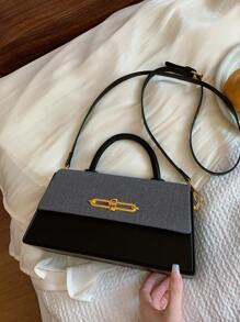 Women's Structured Squared Box Handbag, Fashion Elegant Lady Crossbody Bag, Black, Best Mother's Day Gifts Women , Mum Gifts - Black - View 3