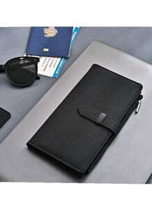 Nieuwe aankomst slanke minimalistische lange paspoorthouder bagagelabelset RFID-blokkerende reisportemonnee documentenorganizer met penhouder kaartsleuven schattige paspoorthoes voor vrouwen mannen creditcardhouder pinpas passacavo porta fotokaarthouder minimalistische portemonnee slimme portemonnee airtag portemonnee visitekaartje zwart roze