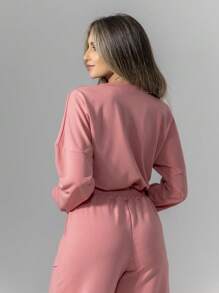 Sweatshirt Set Long Sleeve Blouse And Pants C3028 - Baby Pink - View 6