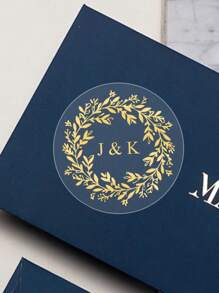 30/60/120/240Pcs Custom Name Gold Foil Wedding Stickers. Personalised Initials And Gold Wreath Envelope Seals, Transparent Gold Labels For Favours, Engagement Stickers,Art Activities For Student, Wedding Favours For Guests - Style a - View 5