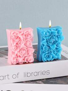 1 pieza Molde de silicona con forma de flor de rosa para hacer velas, molde de decoración artesanal para jabón, piedra, resina epoxi