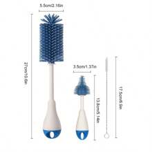 SAIDAH 360 Degree Rotation 3 In 1 Silicone Baby Feeding Bottle Brush Pacifier Brush Wash Water Sippy Cup Container Straw Cleaning Brush Set - Multicolor - View 7