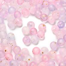 About 50pcs Frosted Gradient Acrylic Beads With Gold Foil, 8x7.5mm, DIY Jewelry Making, Suitable For Earrings, Bracelets, Necklaces