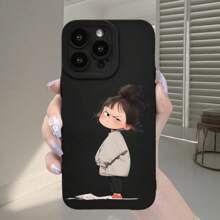 Anime1pc Nieuwe Angry Girl TPU Telefoonhoesje Compatibel Met Iphone 15/14/13/12/11/X/XS/XR/8/7 Serie, Anti-Drop, Schattig, Creatief Ontwerp
