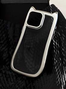 Minimalist Cute Cat Ear Silver Phone Case Compatible With IPhone 17 Pro Max/17 Pro/17 Air/17/16 Pro Max/16/16 Pro/16 Plus/16e/15/15 Pro Max/15 Pro/15 Plus/11/12/13/14 Pro Max/11 Pro/11 Pro Max/12 Pro/12 Pro Max/13 Pro/13 Pro Max/14 Pro/14 Pro Max/14 Plus, Creative Soft Shell - Silver - View 8