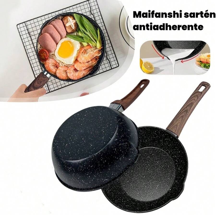 Sartén Antiadherente Cocina Menaje 20cm Hierro De Sartenes - Negro - Ver 1