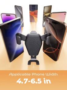 1pc Black Car Phone Holder Mount Bracket, Automatic Car Air Vent Gravity Navigation Bracket, Universal Mobile Phone Holder Compatible With IPhone, Android Phone, Gift For Birthday, Family, Friends For Summer Air Vent Phone Holder, Car Accessories