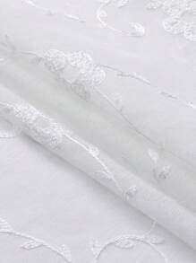 1 Stück weißer transparenter Vorhang mit Weinblatt- und kleinen Blumenmustern, floral bestickter Vorhang geeignet für Schlafzimmer/Wohnzimmer/Esszimmer/Stangendesign, herbstliche Heimdekoration eleganter Wohnzimmer-Vorhang/Schlafzimmer-Vorhang - Weiss - Übersicht 11