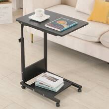 Tavolino piccolo, tavolino da caffè, tavolino da divano, comodino, tavolo mobile per laptop, tavolo per notebook, tavolo da soggiorno con struttura in metallo e ruote, nero