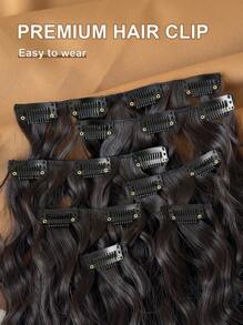 7pcs/Set Clip-In Hair Extensions, Black/Brown, 22 Inches Long, Natural Wavy Curly, Heat Resistant Synthetic Fiber, Suitable For Women To Wear For Parties And Daily Use - Brown - View 7