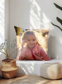 1 Piece, Custom Photo Pillowcase, Custom Photo For Kids, Couples, Pets & Friends, 18x18 Inch Upholstered Cover, Personalised Romantic Gift For Couples For Valentine's Day, Anniversary & Wedding, Machine Washable Polyester With Zipper Closure Anniversary Decoration For Wedding - Multicolor - View 5