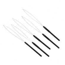 接发环穿针器拉钩工具和串珠装置工具环穿线器用于头发或羽毛接发 - 黑色 - 查看 7