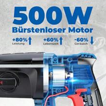 2025-New DongCheng Cordless Hammer Drill 18V, Impact Energy 2.7 J, 4 SDS-Plus Bits, Drilling 28 Mm, Brushless Hammer Drill Motor, Anti-Vibration Handle, Incl. 4Ah Batteries And 2A Charger In The Craftsman's Box - Máy khoan búa không dây 18V 2.7 J - Xem 2