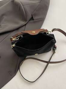 Bolso de hombro de mujer de tela de nailon mini y simplista, con cierre magnético con forma de empanadilla, casual y lindo, bolso de moda
