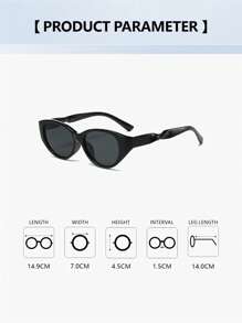 1pc Women's Unique Cat Eye Twisted Temple Street Snap Fashion Glasses, Casual Everyday Face Flattering For Summer Beach Vacation,Outdoor,Travel