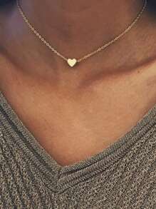 1 Pc Minimalist Fashionable Heart Pendant Necklace, Women Stylish Daily Decorative Accessory