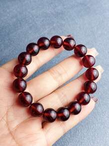 2025 New Hot Selling Amber Resin Bead Bracelet, Single Strand Round Bead Bracelet, Fashionable Men's Jewelry, Elastic Buddha Bead Bracelet, Valentine's Day Gift, Gift For Boyfriend, Gift For Dad - Bracelet - View 6