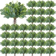 带白色种子的人造桉树茎人造桉树叶绿植装饰假叶枝用于婚礼花束中心装饰插花农舍家居装饰