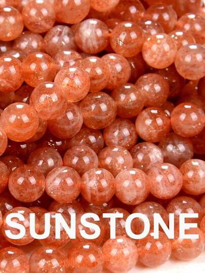 1 串金鱼座太阳石光滑能量珠散装圆形宝石适用于手工制作珠宝制作 DIY 手链项链配件 6 毫米 8 毫米 10 毫米