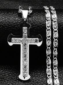 Christian Cross Pendant Necklace Gold Color Stainless Steel Catholic Men Chain - Necklace - View 4