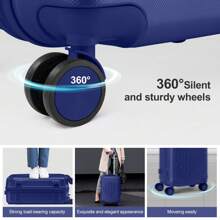 Lightweight Multifunctional Travel Suitcase With 360° Spinner Wheels, 4 Pieces, 12/20/24/28 Inch, Durable Hard Shell, Corner Protection - Biru - View 6