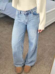 MYOURSA Women's Low-Rise Straight Leg Washed Jeans, Loose Fit, Casual For Commuting And Daily Wear - Light Wash - View 4