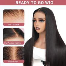 MECRY 10-36 英寸 13x4 骨直蕾丝前假发,无胶假发,人发前额发,预剪蕾丝假发,可戴可戴,渐变色蕾丝前假发,人发前额发,已拔取婴儿头发,漂白结,处女人发前额发,自然发际线,无胶,女性佩戴方便 - 自然色&黑色系 - 查看 7