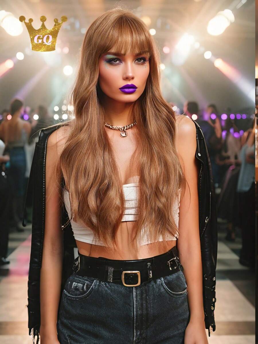 Brown Long Curly 26 - Inch Wig, Exuding Elegance For Ladies